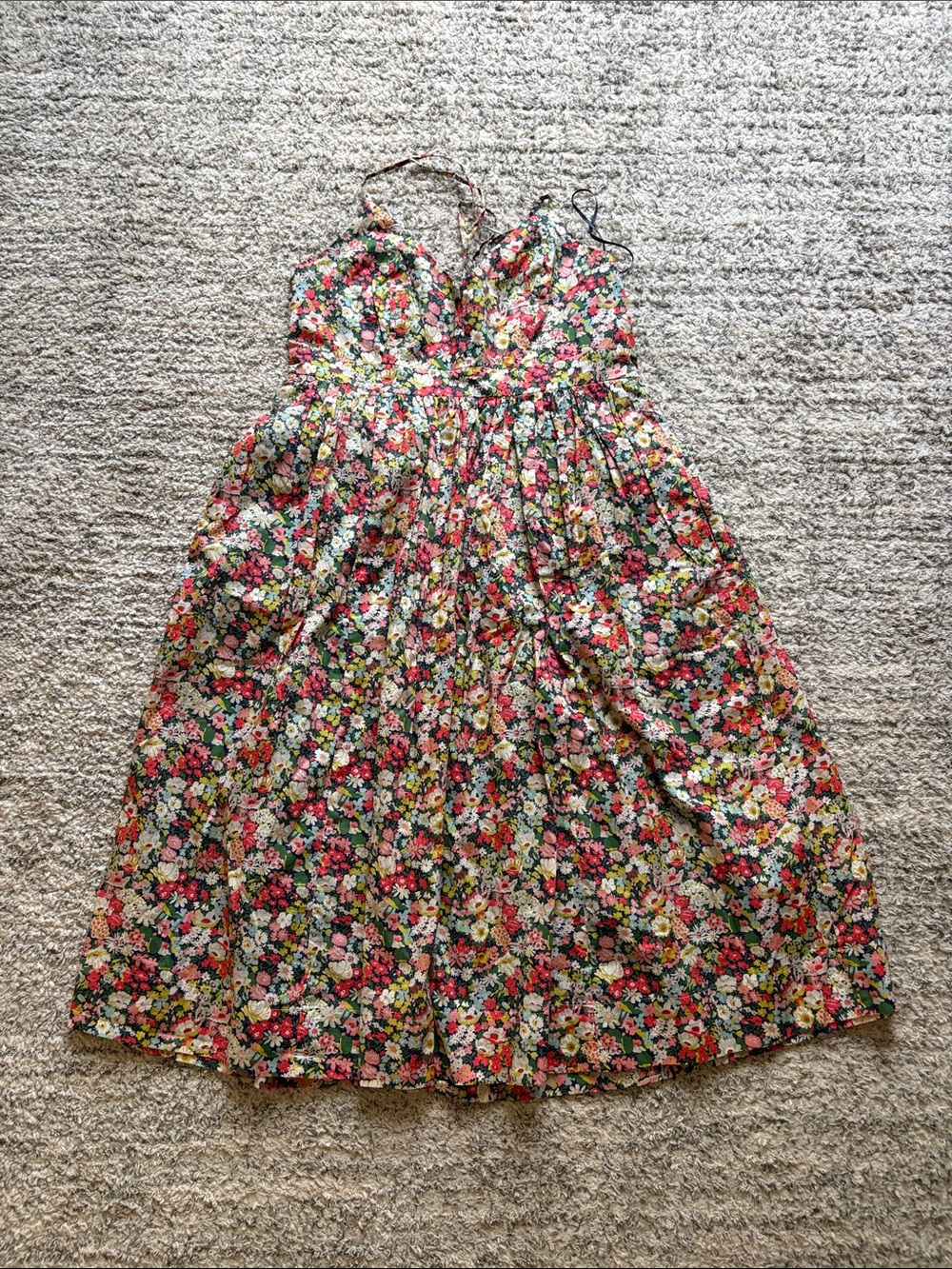 J. Crew Floral Midi Sundress in Pink and Green